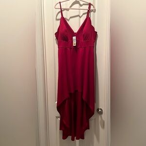 Speechless crimson 3X new scalloped neckline hi-low slip dress